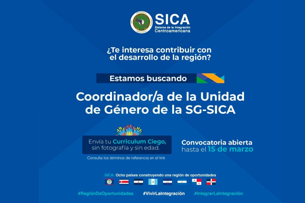 Anuncian convocatoria para coordinar la Unidad de Género de la SG-SICA