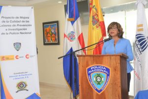 La viceministra Olaya Dotel, en el acto del lanzamiento