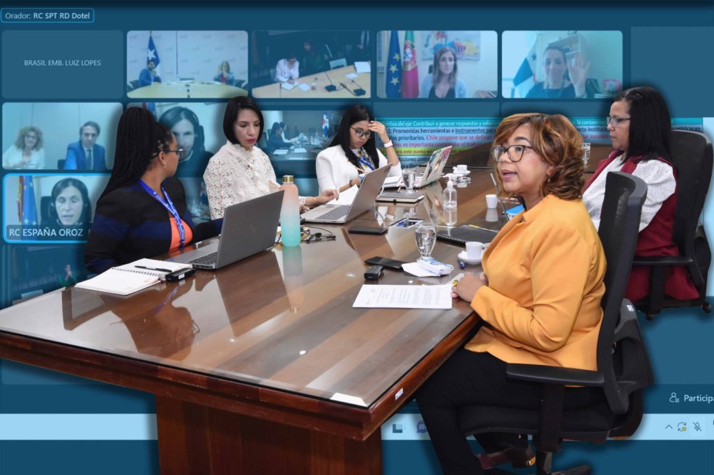 La viceministra de Cooperación Internacional del Ministerio de Economía, Planificación y Desarrollo, encabeza la reunión extraordinaria con los responsables de cooperación y coordinadores nacionales en preparación a la la XXVIII Cumbre Iberoamericana de Jefes de Estado y de Gobierno, que se realizará en el país en marzo del 2023.