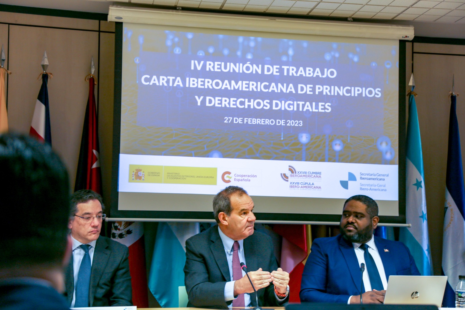 El viceministro de Agenda Digital, José David Montilla, durante el encuentro realizado en Madrid, España.